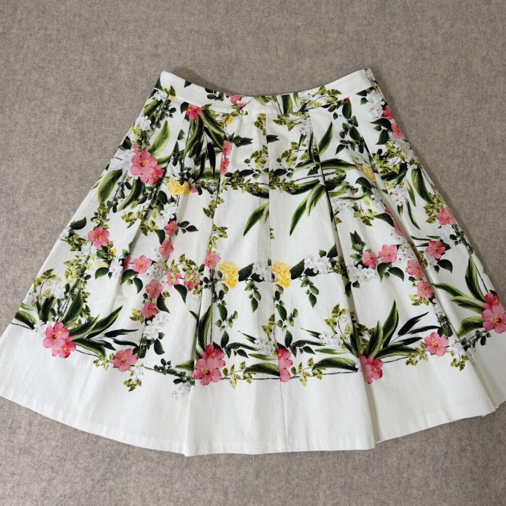 Talbots Floral Pleated A-Line Skirt Size 8 Garden Party Spring - Picture 5 of 13